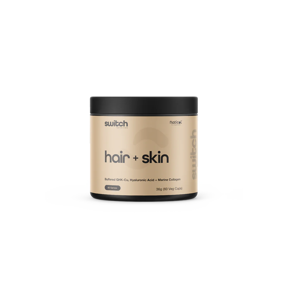 Hair + Skin GHK-Cu, Hyaluronic Acid Marine Collagen 60 Caps